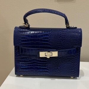 Steve Madden Croc-Embossed Top-Handle Satchel in Blue